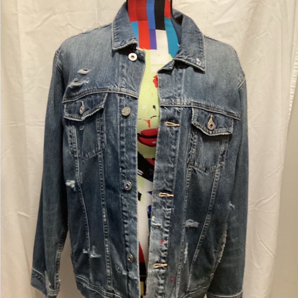 NWT - AG Adriano Goldschmied distressed jean jacket